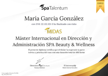 DIPLOMA - MIDAS Máster Internacional en Dirección y Administración SPA Beauty & Wellness